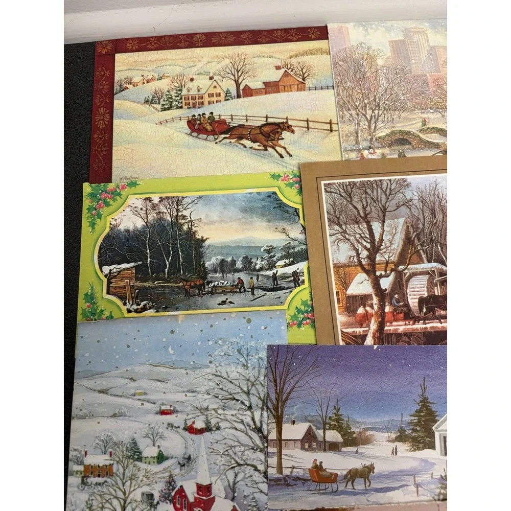 Vintage Christmas Cards Fronts ONLY Horses Scrapbooking Decoupage Lot 50+